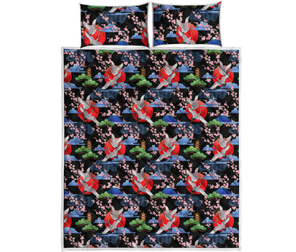 Japanese Traditional Pattern Print Quilt Bed Set