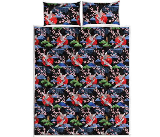 Japanese Traditional Pattern Print Quilt Bed Set