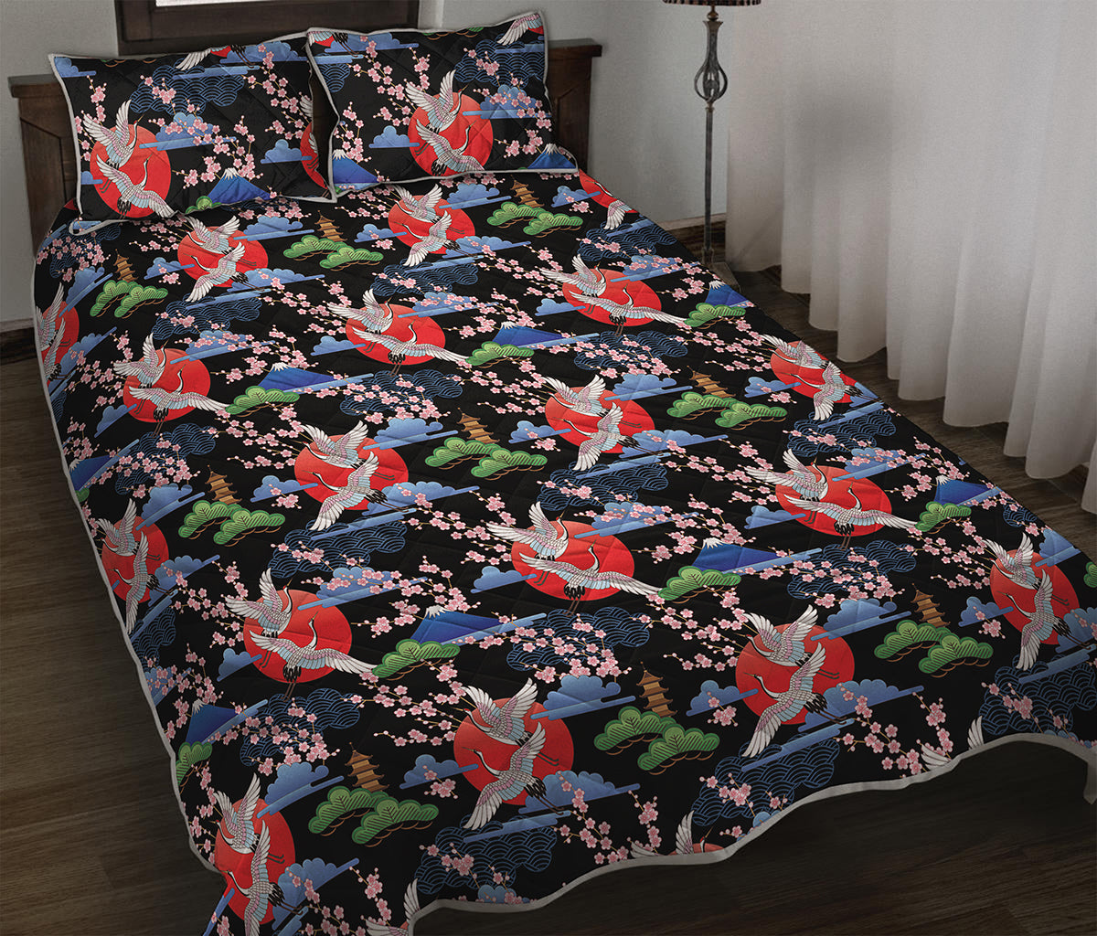 Japanese Traditional Pattern Print Quilt Bed Set