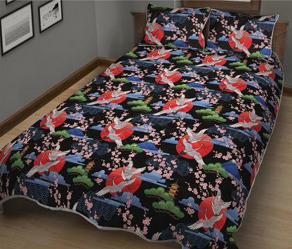 Japanese Traditional Pattern Print Quilt Bed Set