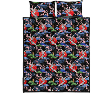 Japanese Traditional Pattern Print Quilt Bed Set