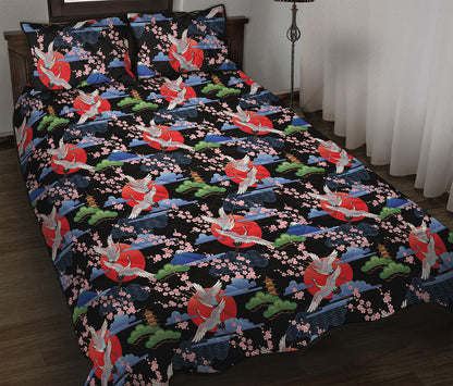 Japanese Traditional Pattern Print Quilt Bed Set