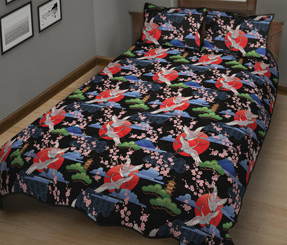 Japanese Traditional Pattern Print Quilt Bed Set