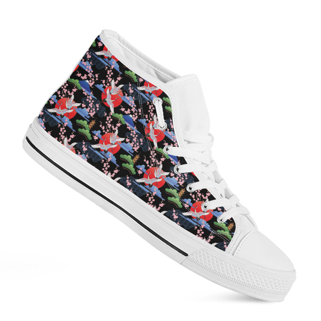 Japanese Traditional Pattern Print White High Top Shoes