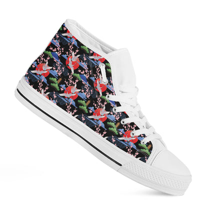 Japanese Traditional Pattern Print White High Top Shoes