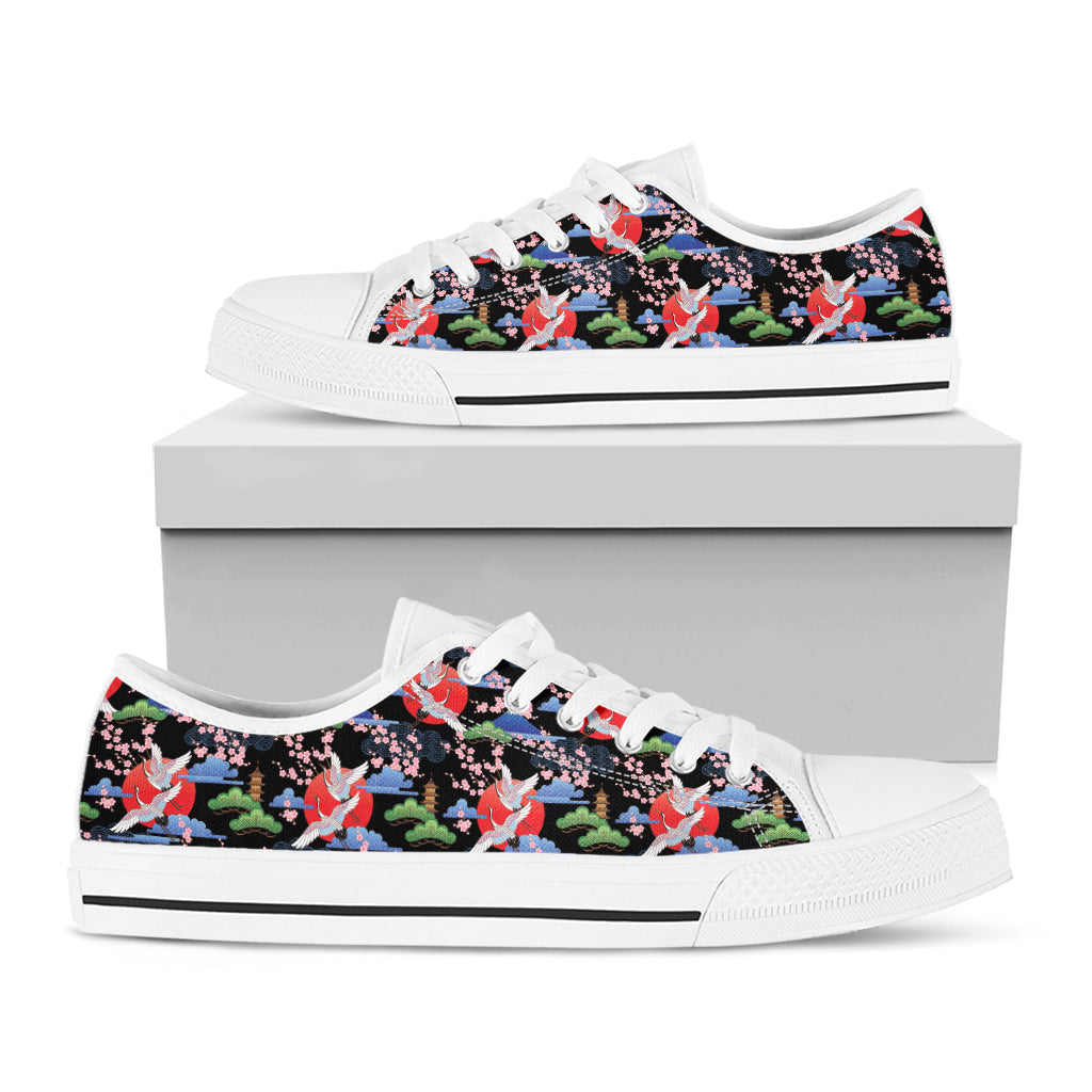 Japanese Traditional Pattern Print White Low Top Shoes