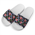 Japanese Traditional Pattern Print White Slide Sandals