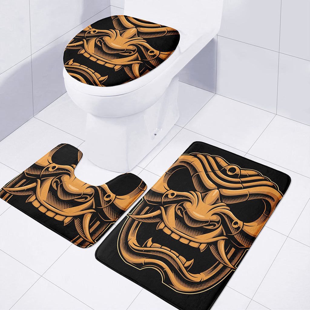 Japanese Warrior Mask Print 3 Piece Bath Mat Set
