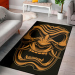 Japanese Warrior Mask Print Area Rug