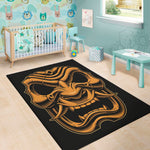 Japanese Warrior Mask Print Area Rug