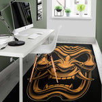 Japanese Warrior Mask Print Area Rug