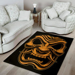 Japanese Warrior Mask Print Area Rug