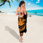 Japanese Warrior Mask Print Beach Sarong Wrap