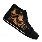 Japanese Warrior Mask Print Black High Top Shoes