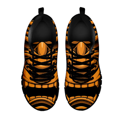 Japanese Warrior Mask Print Black Sneakers