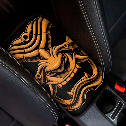 Japanese Warrior Mask Print Car Center Console Cover