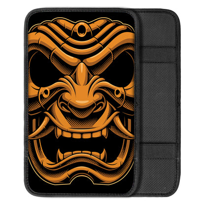 Japanese Warrior Mask Print Car Center Console Cover