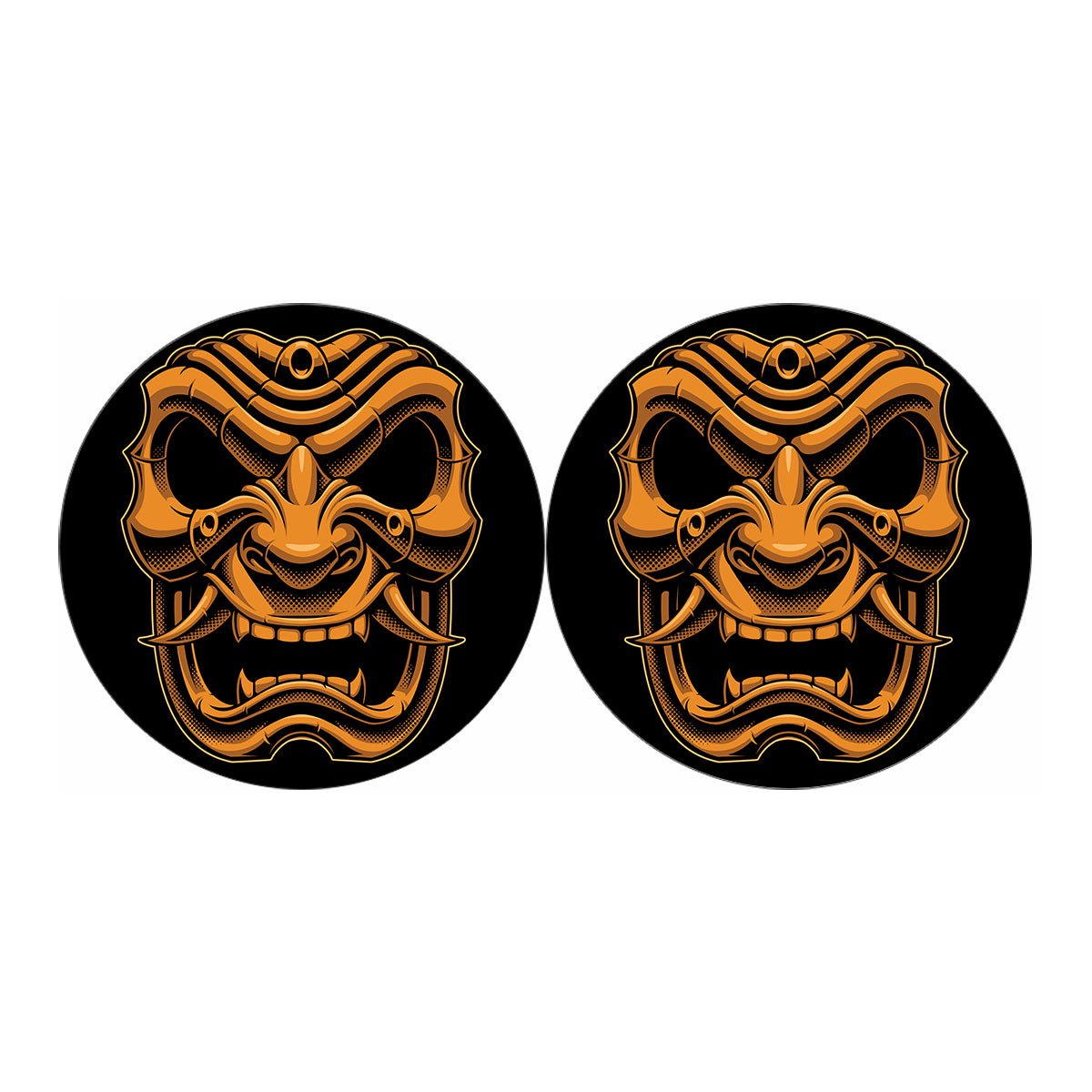 Japanese Warrior Mask Print Car Coasters