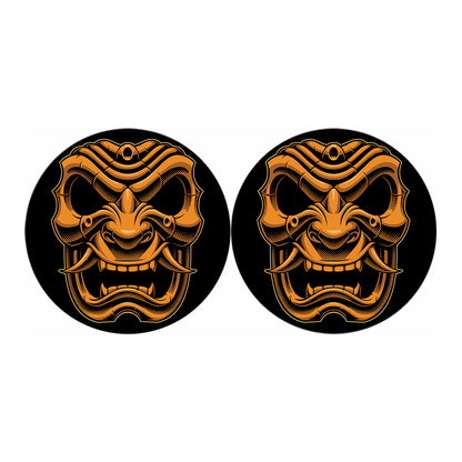 Japanese Warrior Mask Print Car Coasters