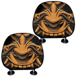 Japanese Warrior Mask Print Car Headrest Covers
