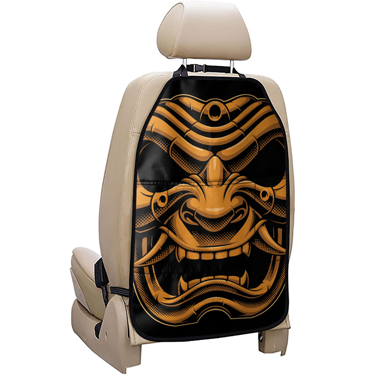 Japanese Warrior Mask Print Car Seat Organizers