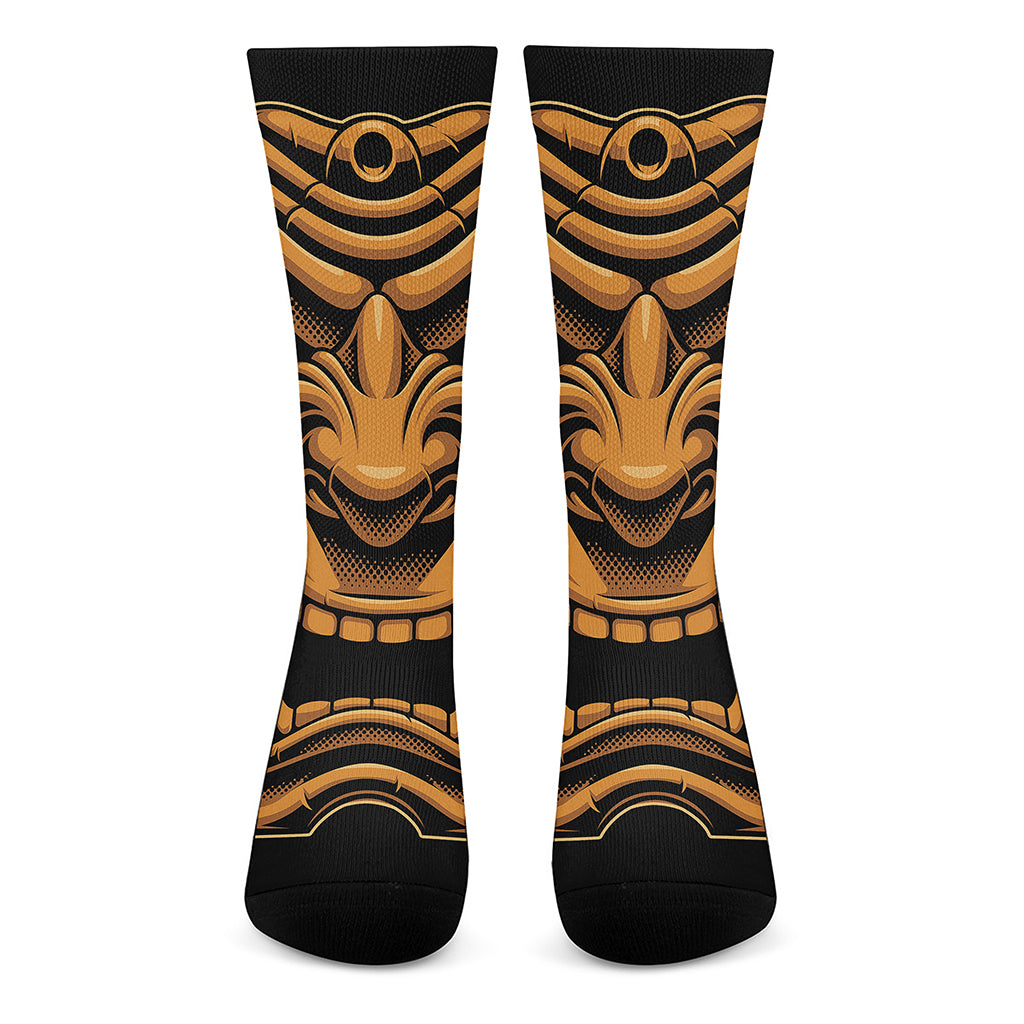 Japanese Warrior Mask Print Crew Socks
