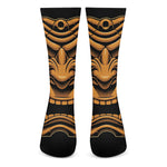 Japanese Warrior Mask Print Crew Socks