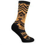 Japanese Warrior Mask Print Crew Socks