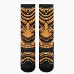 Japanese Warrior Mask Print Crew Socks