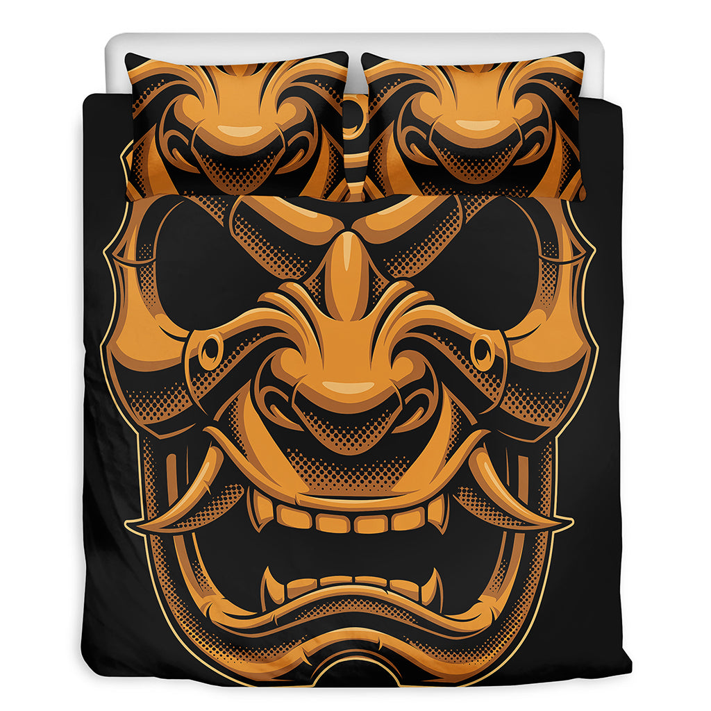 Japanese Warrior Mask Print Duvet Cover Bedding Set