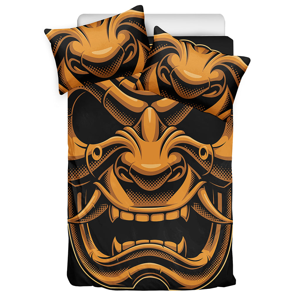 Japanese Warrior Mask Print Duvet Cover Bedding Set