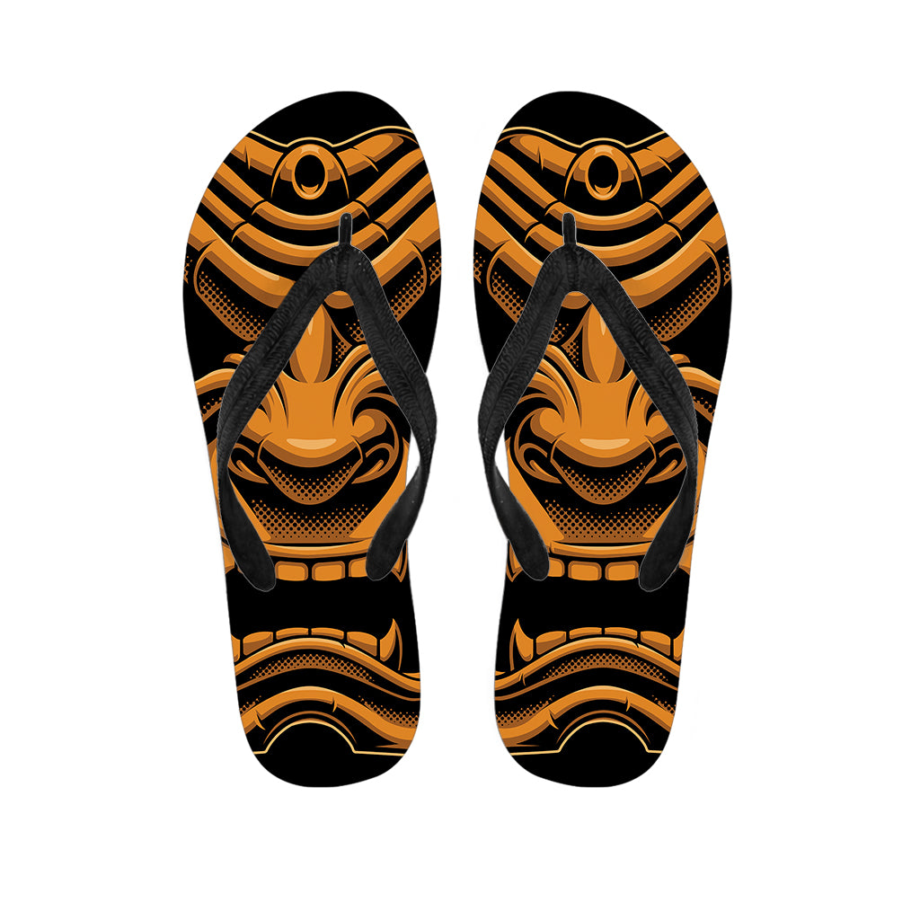 Japanese Warrior Mask Print Flip Flops