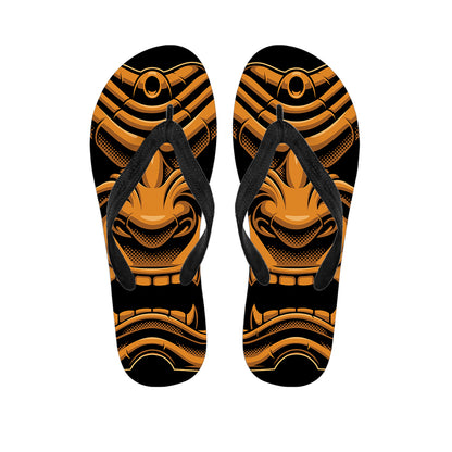 Japanese Warrior Mask Print Flip Flops