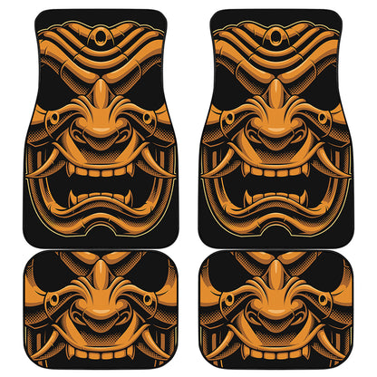 Japanese Warrior Mask Print Front and Back Car Floor Mats