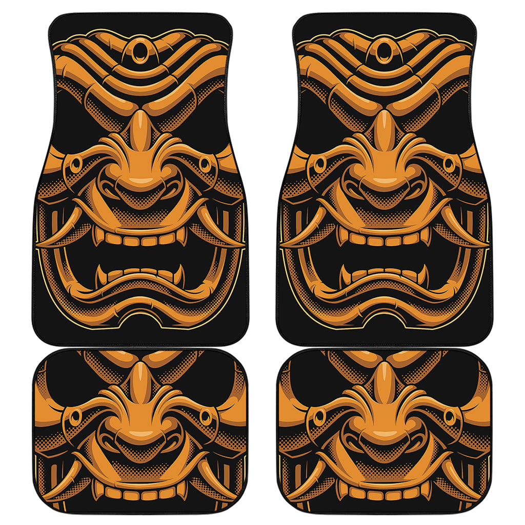Japanese Warrior Mask Print Front and Back Car Floor Mats