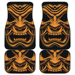Japanese Warrior Mask Print Front and Back Car Floor Mats