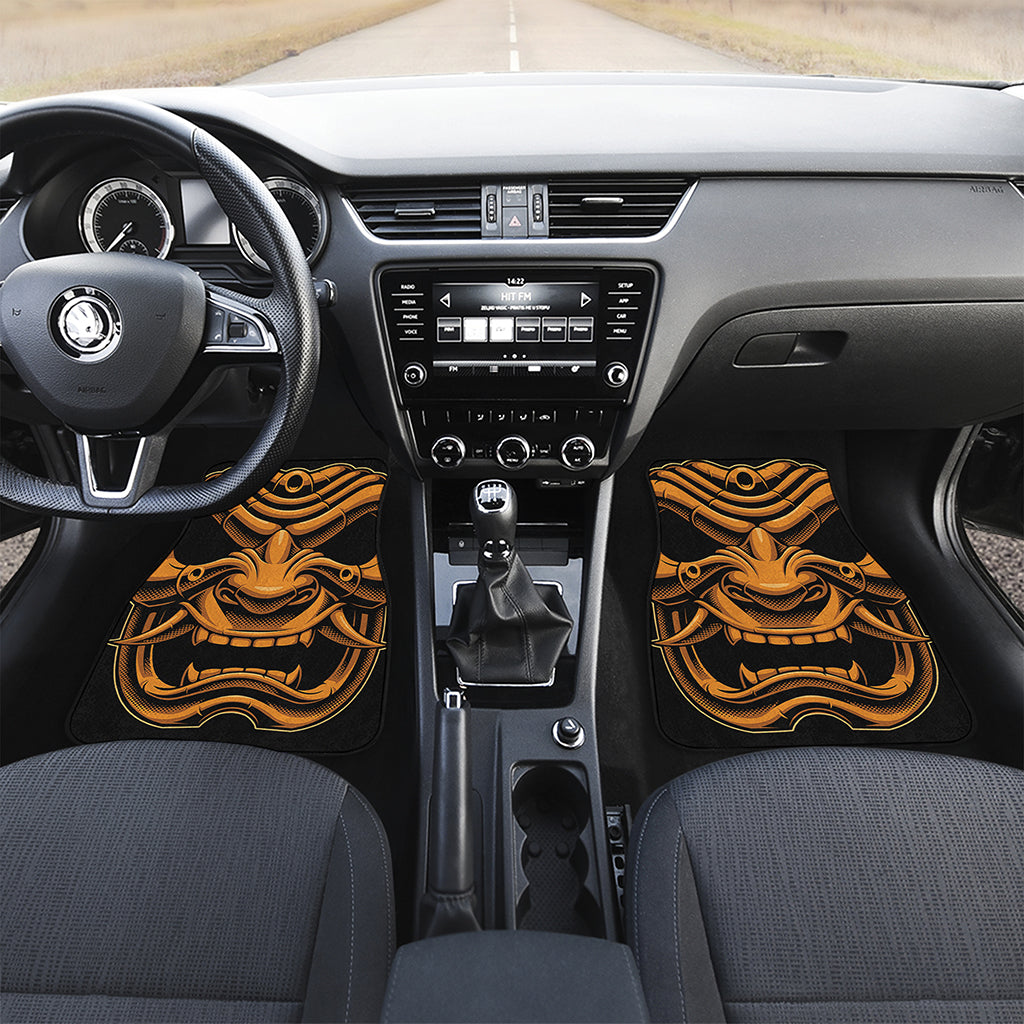 Japanese Warrior Mask Print Front and Back Car Floor Mats