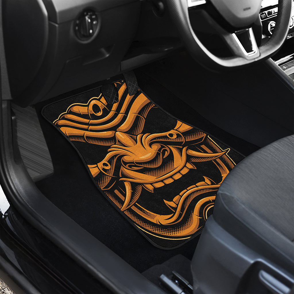 Japanese Warrior Mask Print Front and Back Car Floor Mats
