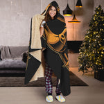 Japanese Warrior Mask Print Hooded Blanket