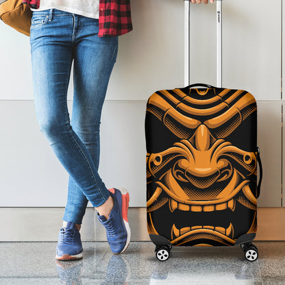Japanese Warrior Mask Print Luggage Cover