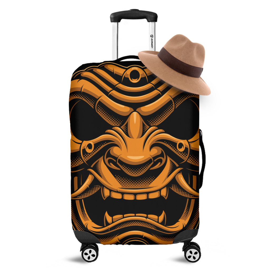 Japanese Warrior Mask Print Luggage Cover