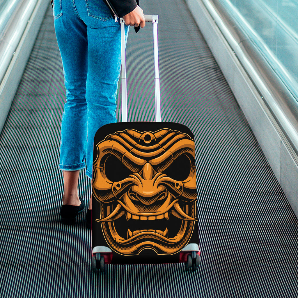 Japanese Warrior Mask Print Luggage Cover