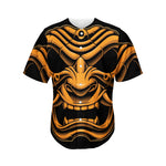 Japanese Warrior Mask Print Men's Baseball Jersey
