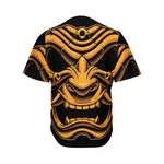Japanese Warrior Mask Print Men's Baseball Jersey