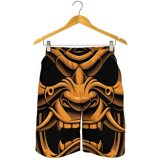 Japanese Warrior Mask Print Men's Shorts