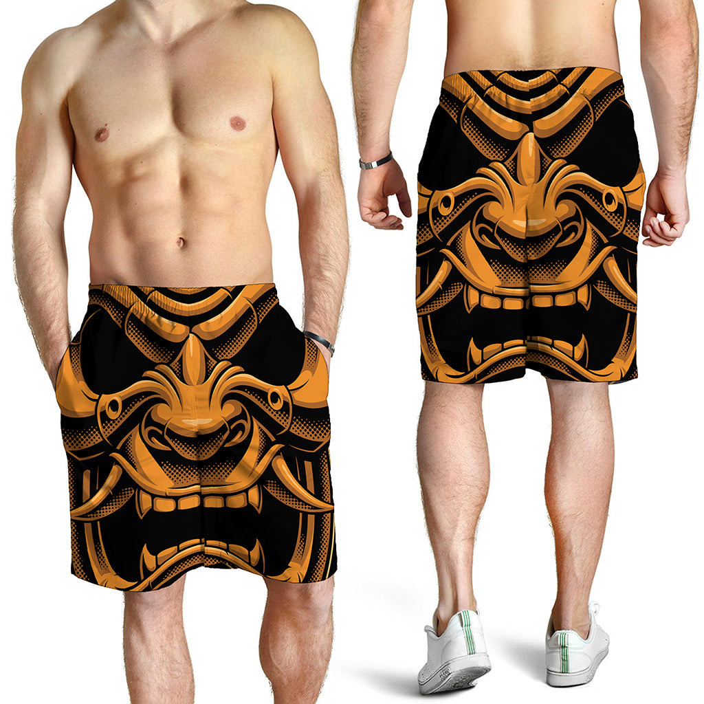 Japanese Warrior Mask Print Men's Shorts