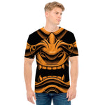 Japanese Warrior Mask Print Men's T-Shirt