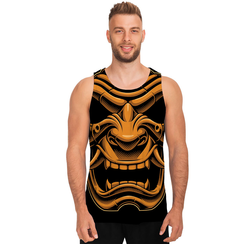 Japanese Warrior Mask Print Men's Tank Top