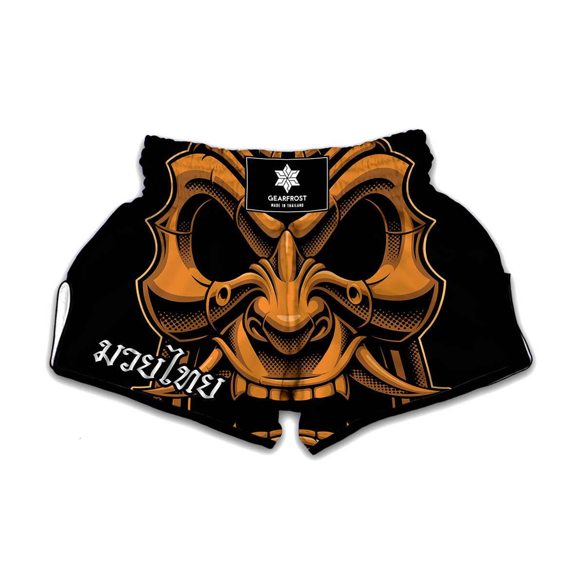 Japanese Warrior Mask Print Muay Thai Boxing Shorts