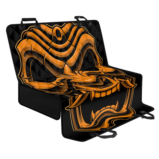 Japanese Warrior Mask Print Pet Car Back Seat Cover